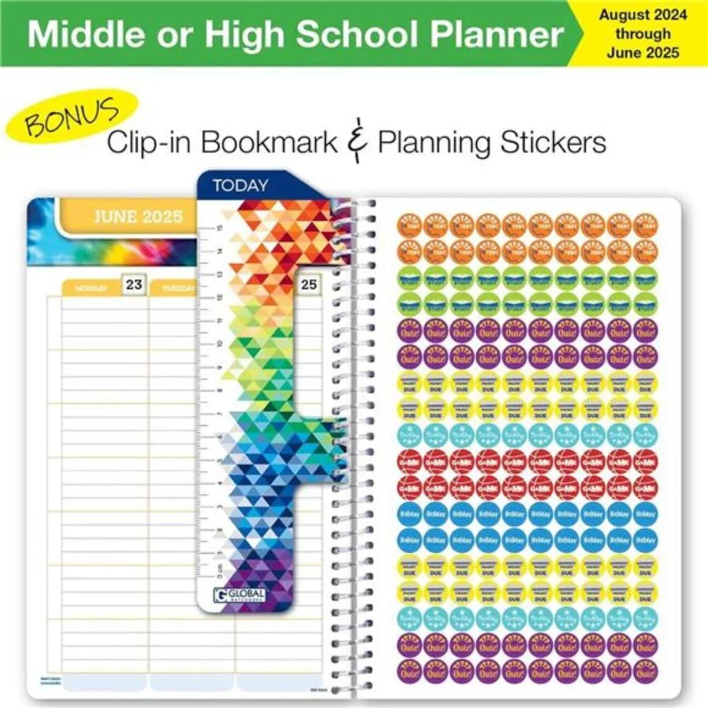 2024-2025 Student Planner: Academic Year, Ruler/Bookmark‎ & Stickers Included